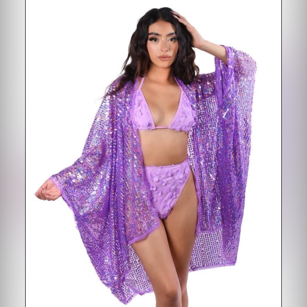 Lumi Shop Purple Sequin Kimono